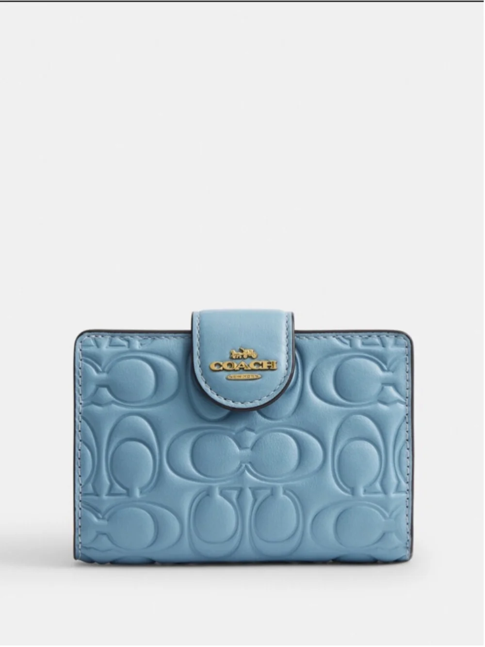 NEW Coach Maggie Tote Bag Azure Blue Signature Leather + wallet + wristlet NWT